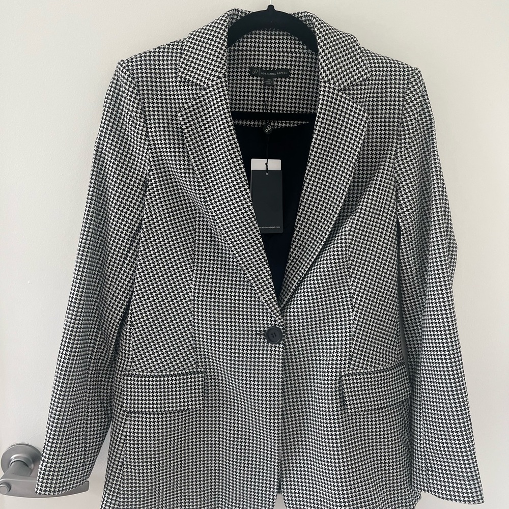 Adrianna Papell Black and White Checkered Blazer NWT